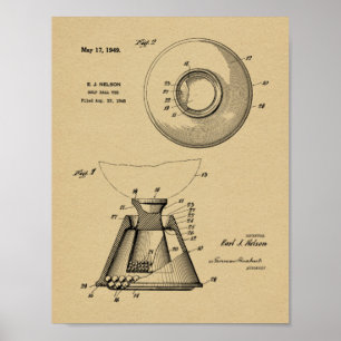 1949 Golfball-Tee-Patent Kunstzeichnung Druck Poster