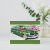 1949 grüner Quecksilbersedan Postkarte (Stehend Vorderseite)