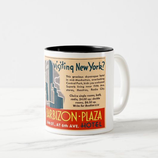 1949 NYC HOTEL-WERBUNG ZWEIFARBIGE TASSE (VorderseiteRechts)