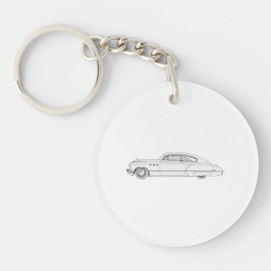 1949 Schwarzweiss-Buick Dynaflow Acryl Schlüsselanhänger (Vorderseite)