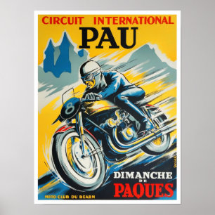 1949 Vintages Motorrad-Rennen in Pau Poster