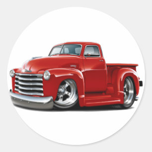 1950-52 Chevy Red Truck Runder Aufkleber