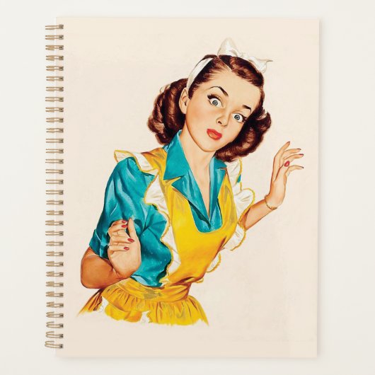 1950 Backtag Vintage Frau mit Schürze Planer (Vorderseite)