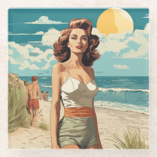 1950 Beach Girl Glasuntersetzer