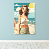 1950 Beach Girl Leinwanddruck (Insitu (Holzboden))