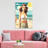 1950 Beach Girl Leinwanddruck (Insitu (Wohnzimmer))