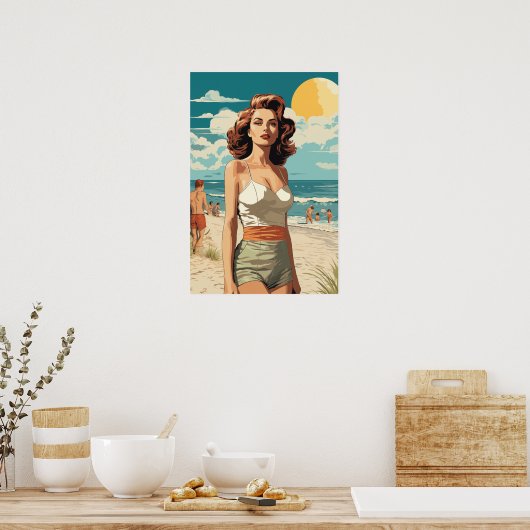 1950 Beach Girl Poster (Küche)