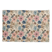 1950 Blume in Dusty Pink, Blau Kissenbezug (Rückseite)