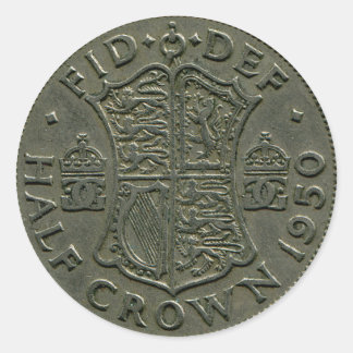 1950 Britische Half Crown-Aufkleber Runder Aufkleber