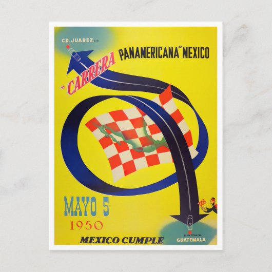 1950 Carrera Panamericana Vintage-Rennen Postkarte (Vorderseite)