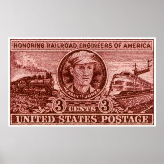 1950 Casey Jones Railroad Briefmarke Poster (Vorne)