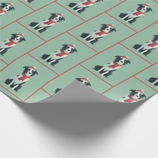 1950 Christmas Border Collie Geschenkpapier (Ecke)