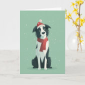 1950 Christmas Border Collie Karte (Gelbe Blume)