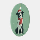 1950 Christmas Border Collie Keramik Ornament (Rechts)