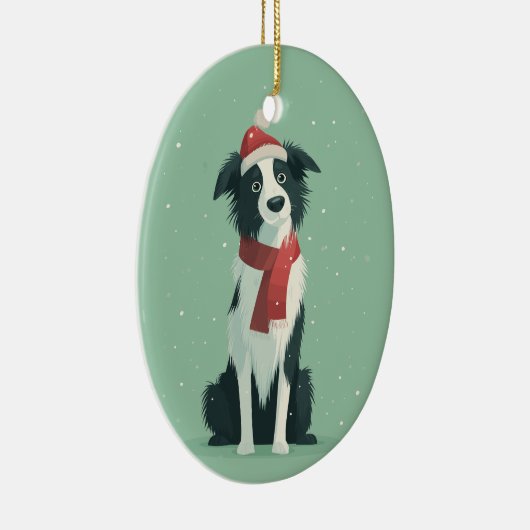 1950 Christmas Border Collie Keramik Ornament (Rechts)