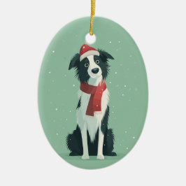 1950 Christmas Border Collie Keramik Ornament