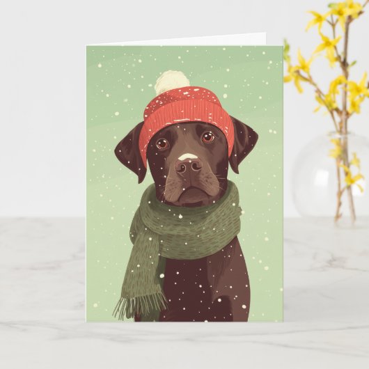 1950 Christmas Chocolate Lab Karte (Gelbe Blume)