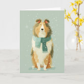 1950 Christmas Collie Karte (Gelbe Blume)