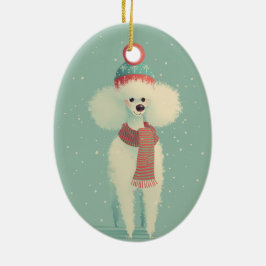 1950 Christmas Poodle Keramik Ornament