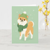 1950 Christmas Shiba Inu Karte (Gelbe Blume)