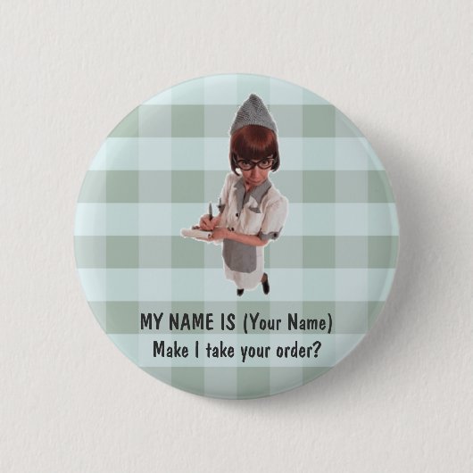 1950 DINER GAL KELLNERIN NAME NDELN - ANPASSEN! BUTTON (Vorderseite)