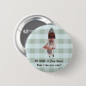 1950 DINER GAL KELLNERIN NAME NDELN - ANPASSEN! BUTTON (Vorne & Hinten)