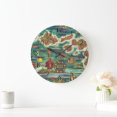 1950 Einfache Karte von Hawaii Joseph Feher Dark Große Wanduhr (Zuhause)