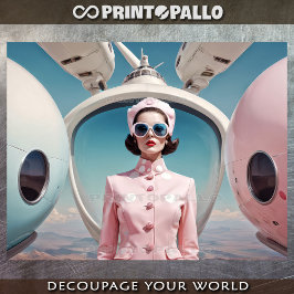 1950 emanzipierte Retro-Futurismus eine Frau in Ro Seidenpapier