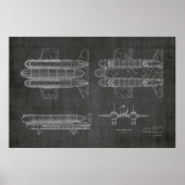 1950 Flugzeugpatentkunst Zeichnend Print Poster (Vorne)