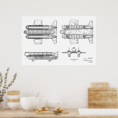1950 Flugzeugpatentkunst Zeichnend Print Poster (Küche)