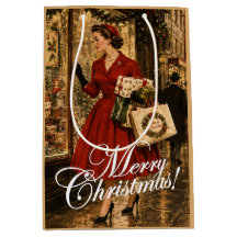 1950 Frau macht ihre Weihnachtseinkäufe
