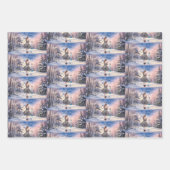 1950 Frau mit Schmetterlingen Weihnachtsgrüße Geschenkpapier Set (Vorderseite)