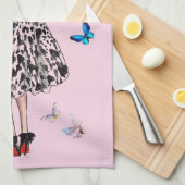 1950 Frau mit Schmetterlingen Weihnachtsgrüße Geschirrtuch (Viertel Falte)