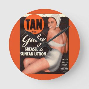 1950 Gaby Suntan Lotion ad Runde Wanduhr