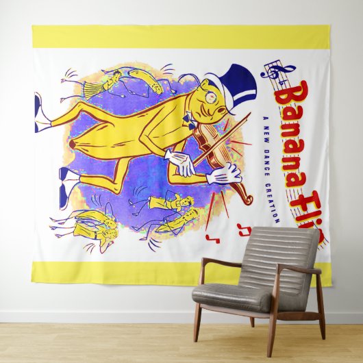 1950 Gedreht Notendruck in Banana Wandteppich (Beispiel (Horizontal))