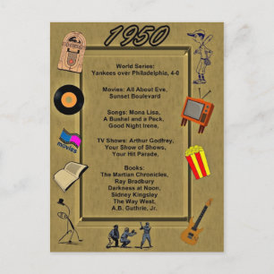 1950 Great Events Birthday Card Postkarte