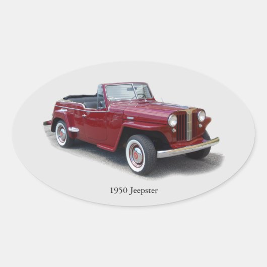 1950 Jeepster-Aufkleber Ovaler Aufkleber (Vorderseite)