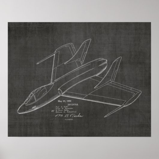 1950 Jet Flugzeug Patent Art Zeichnend Print Poster (Vorne)