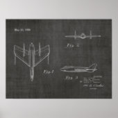 1950 Jet Flugzeug Patent Art Zeichnend Print Poster (Vorne)