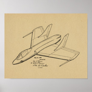 1950 Jet-Flugzeug-Patent Kunst Zeichnung Druck Poster