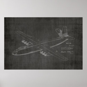 1950 Jet-Flugzeug-Patent Kunst Zeichnung Druck Poster