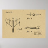 1950 Jet-Flugzeug-Patent Zeichnend Kunstdruck Poster (Vorne)