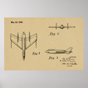 1950 Jet-Flugzeug-Patentzeichnung Kunststoffdruck Poster