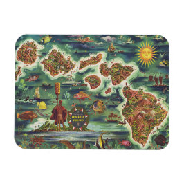 1950 Karte von Hawaii Joseph Feher Oil Paint Magnet