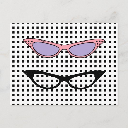 1950 Katzen-Augenbrillen-Merkkarte Postkarte (Vorderseite)