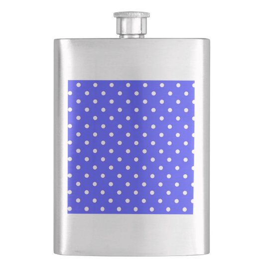 1950 lila blaue weiße Punkte Flachmann (Vorderseite)