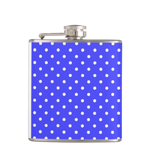 1950 lila blaue weiße Punkte Flachmann (Vorderseite)