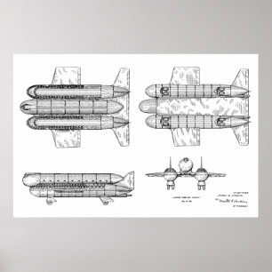 1950 Luftschiff Flugzeug Patent Kunst Zeichnung Dr Poster