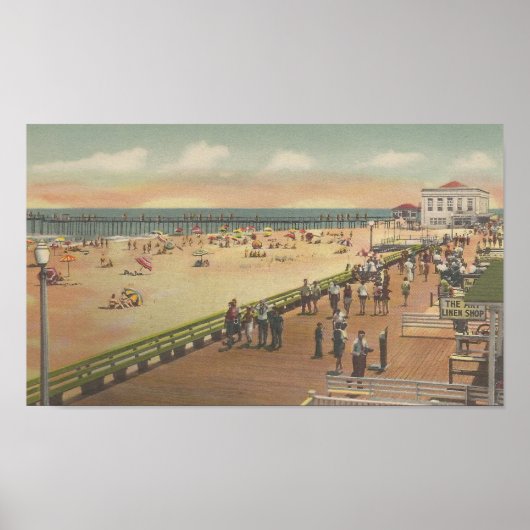 1950 Ocean City, MD Boardwalk, Strand, Angelpunkt Poster (Vorne)