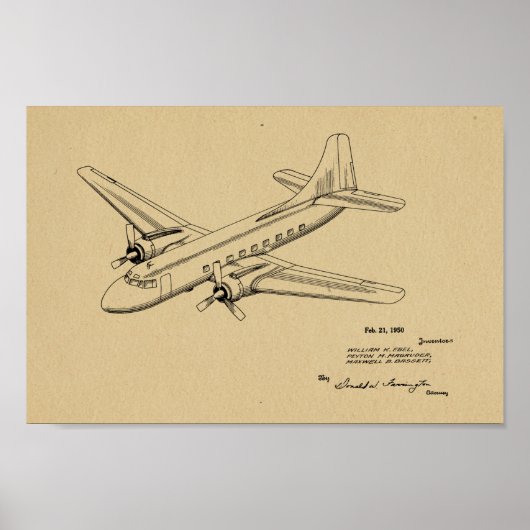 1950 Passagierflugzeug-Patent Art Zeichnend Druck Poster (Vorne)